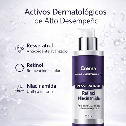 Crema Antiedad Dermatológica (Resveratrol - Retinol - Nicinamida)