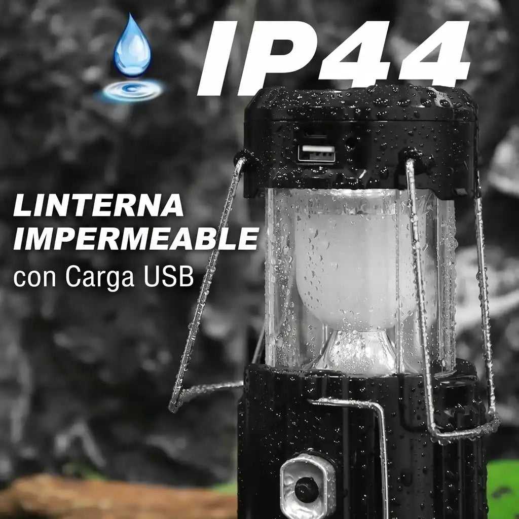 Linterna Ventilador 4 en 1: Luz LED, Carga USB, Panel Solar, Carga Eléctrica y Envío Gratis