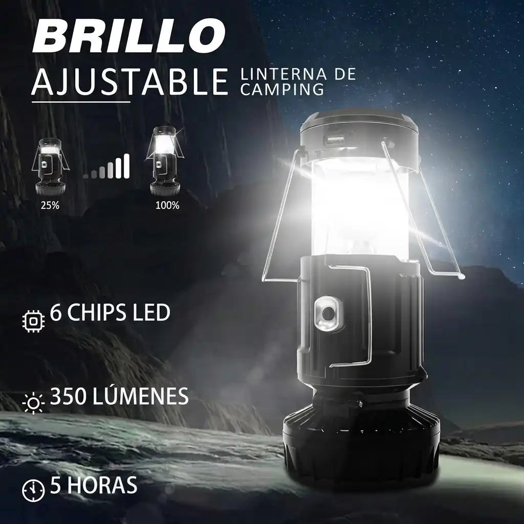 Linterna Ventilador 4 en 1: Luz LED, Carga USB, Panel Solar, Carga Eléctrica y Envío Gratis