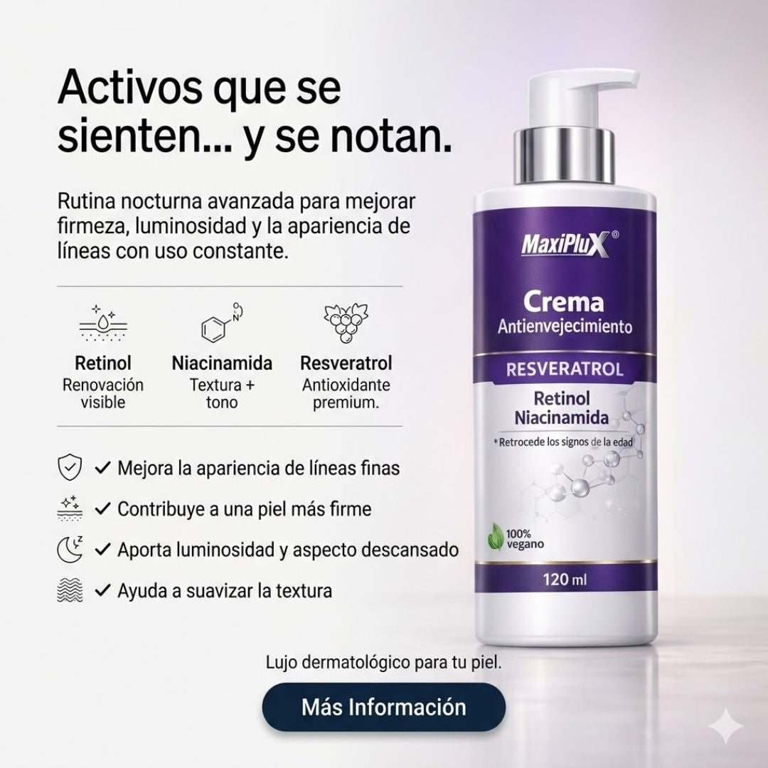 Crema Antiedad (Retinol - Niacinamida - Resveratrol - Acido Hialuronico)