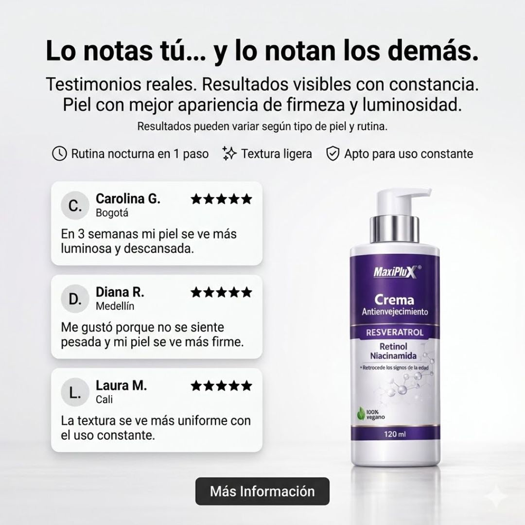 Crema Antiedad (Retinol - Niacinamida - Resveratrol - Acido Hialuronico)
