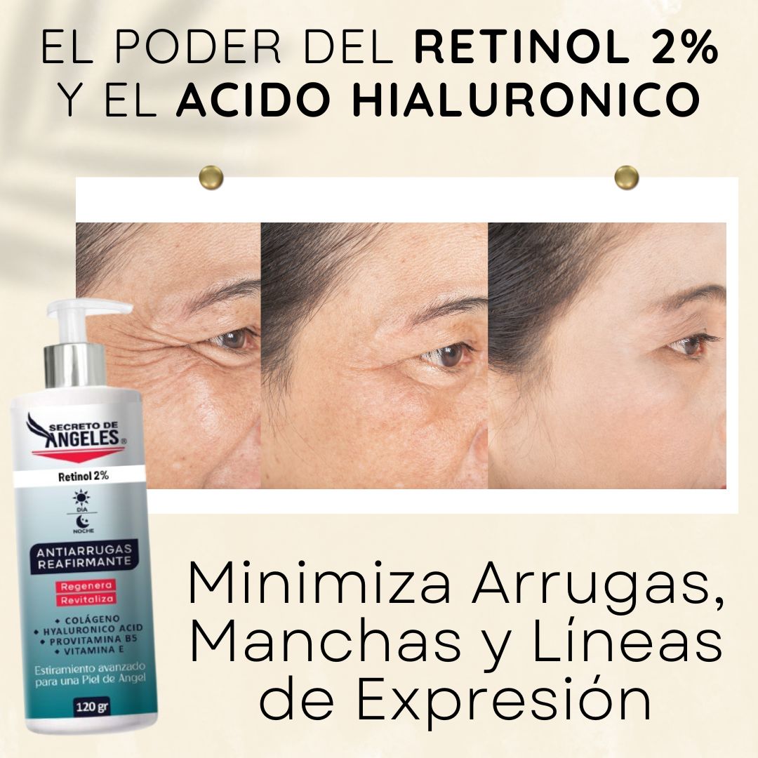 Crema Antiedad con Acido Hialuronico y RETINOL 2% + Serum Reafirmante